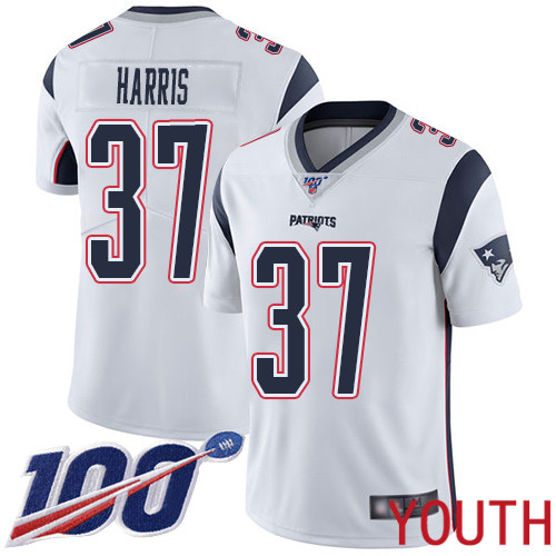 New England Patriots Football #37 Vapor Untouchable 100th Season Limited White Youth Damien Harris Road NFL Jersey->women nfl jersey->Women Jersey